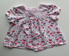 Load image into Gallery viewer, Elle baby girl size 3-6 months pale pink butterfly button up flounce top, VGUC
