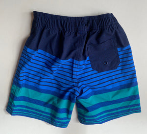 Wave Zone baby boy size 12-18 months blue green stripe swim shorts, VGUC