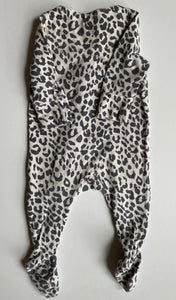 Cotton On baby girl size 0-3 months beige black leopard print one-piece, VGUC