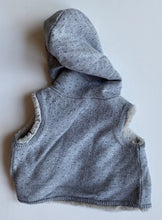 Load image into Gallery viewer, Country Road baby size 6-12 months grey knit fluffy reversible hooded vest, VGUC
