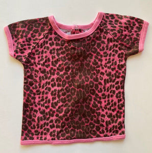 Rock Your Baby baby girl size 12-18 months pink black leopard print t-shirt VGUC