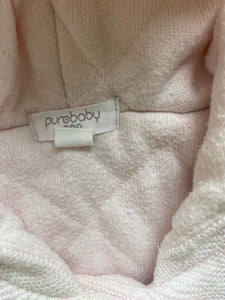 Purebaby baby girl size 0-3 months pale pink hooded thick jacket, GUC