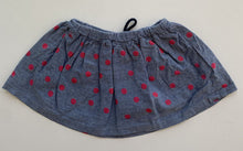 Load image into Gallery viewer, Monstar kids toddler girls size 3 denim blue pink spotted circle skirt, VGUC
