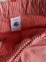 Load image into Gallery viewer, Petit Bateau baby boy size 3-6 months red white pinstripe jeans pants, EUC
