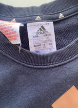 Load image into Gallery viewer, Adidas kids girls size 13-14 years navy blue pink logo jumper sweater, GUC
