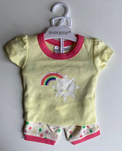 Load image into Gallery viewer, Marquise baby girl size 3-6 months Summer PJ set pink yellow rainbow, BNWT
