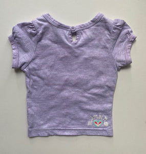 Mambo baby girl size 3-6 months purple short sleeve t-shirt elephant, VGUC