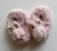 Load image into Gallery viewer, Bebe by Minihaha baby girl size S pink fluffy bunny slippers shoes
