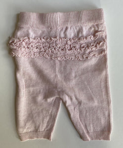 Mockingbird baby girl size 0-3 months pink knitted leggings pants frills, VGUC