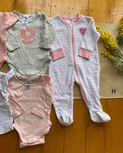 Load image into Gallery viewer, Kids &amp; Co baby girl size 0-3 months bundle Summer pink grey t-shirts, VGUC
