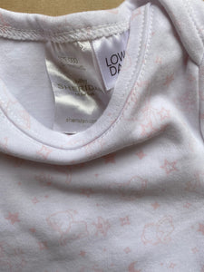 Sheridan baby girl size 0-3 months white t-shirt bodysuit pink elephants, VGUC