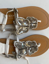 Load image into Gallery viewer, Monsoon kids girls size UK 9/EUR 27 white sandals beaded butterflies shoes, BNWT
