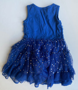 Betsey Johnson baby girl size 6-12 months blue tutu dress sequins bow, VGUC