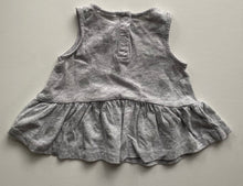 Load image into Gallery viewer, Seed baby girl size 3-6 months grey silver spotted sleeveless top, VGUC
