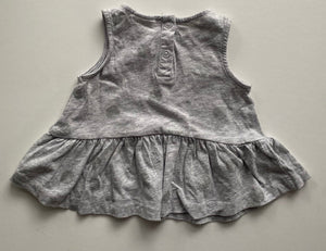 Seed baby girl size 3-6 months grey silver spotted sleeveless top, VGUC