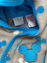 Load image into Gallery viewer, Disney baby x Target size 0-3 month grey blue fleecy Mickey Mouse one-piece VGUC
