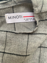 Load image into Gallery viewer, Minoti baby girl size 18-24 months grey black check long sleeve dress bow, EUC
