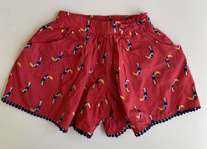 Target kids girls size 7 red pink shorts toucan birds cotton Summer, VGUC