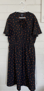 New Look Maternity Women's size UK 10/US 6 black brown spotted Summer dress VGUC