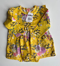 Load image into Gallery viewer, Milky baby girl size 6-12 months yellow floral bodysuit dress frills, BNWT
