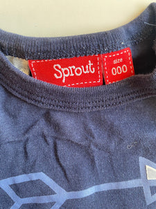 Sprout baby size 0-3 months navy blue long sleeve bodysuit arrows, VGUC