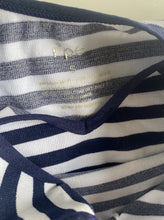 Load image into Gallery viewer, Ripe Maternity women&#39;s size S navy blue white stripe stretch tank dress, EUC
