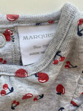 Load image into Gallery viewer, Marquise baby girl size newborn grey bodysuit dress red cherries, VGUC
