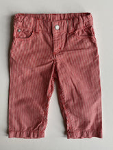 Load image into Gallery viewer, Petit Bateau baby boy size 3-6 months red white pinstripe jeans pants, EUC
