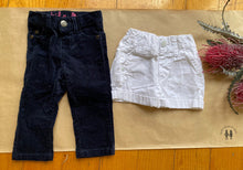 Load image into Gallery viewer, Pumpkin Patch baby girl size 3-6 month bundle blue cord pants white shorts VGUC
