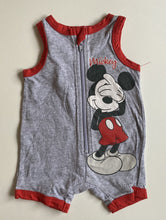 Load image into Gallery viewer, Disney Baby size 0-3 months Mickey Mouse grey sleeveless romper one-piece, VGUC
