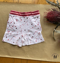 Load image into Gallery viewer, Purebaby baby girl size 00 white shorts pink floral ladybirds, VGUC
