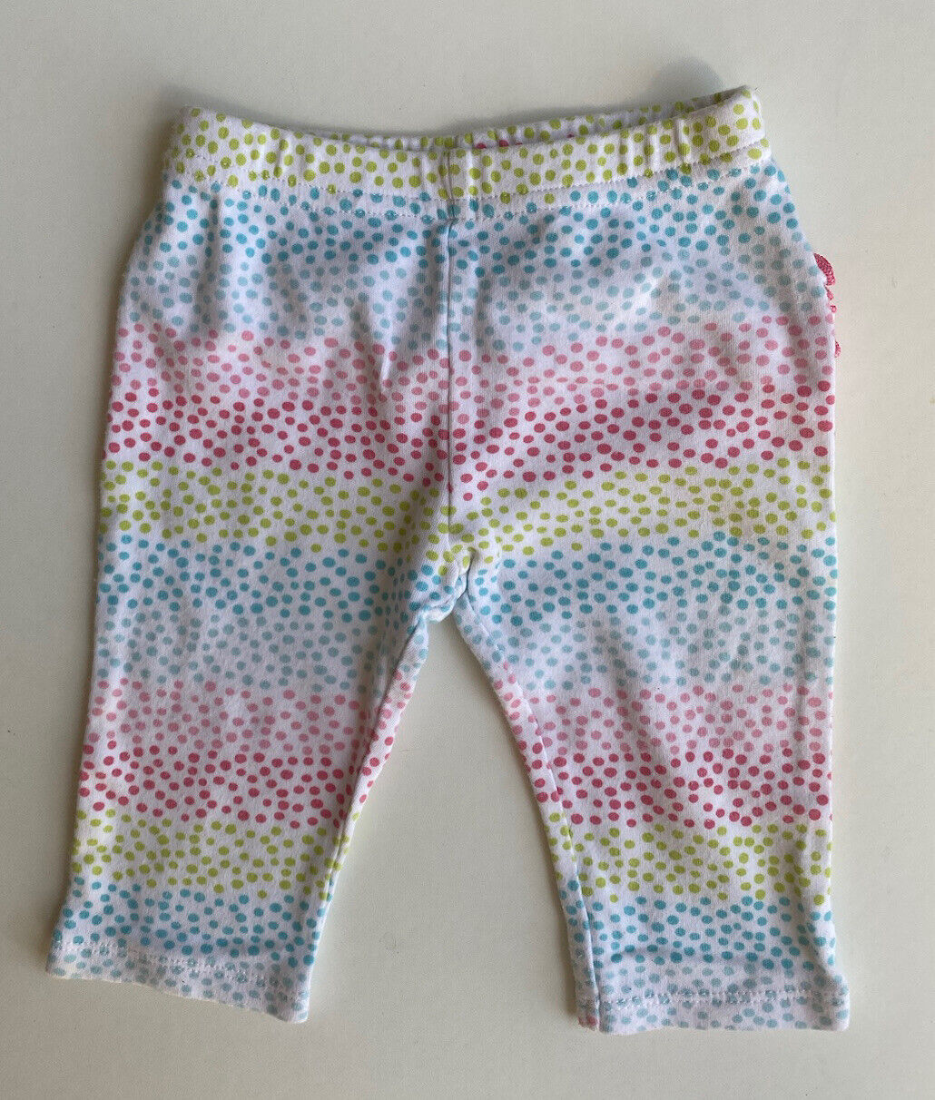 Vitamins baby girl size 3-6 months pink green spotted ruffle leggings pants VGUC