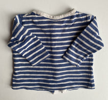 Load image into Gallery viewer, Zara baby unisex size newborn blue white stripe button up top, VGUC
