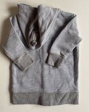 Load image into Gallery viewer, Seed baby size 0-3 months pale blue grey textured zip up hooded jumper, VGUC
