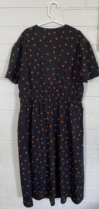 New Look Maternity Women's size UK 10/US 6 black brown spotted Summer dress VGUC