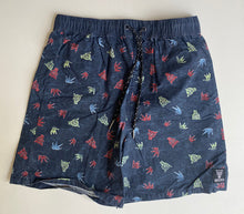 Load image into Gallery viewer, Mooks kids boys size 12 grey blue drawstring shorts coloured logos VGUC
