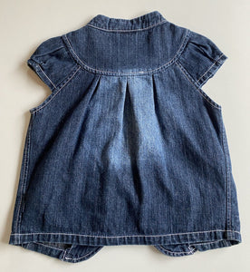 Pumpkin Patch kids girls size 7 blue denim short sleeve jacket cardigan, GUC