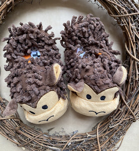 Tilt baby boy size 4 brown monkey face slipper shoes, EUC