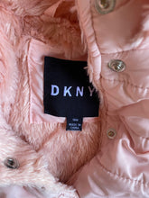 Load image into Gallery viewer, DKNY baby girl size 12-18 months pale pink hooded puffer jacket warm, VGUC
