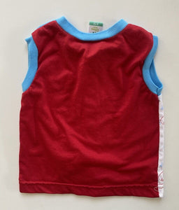 Disney baby size 6-12 months blue white button up vest top Winnie the Pooh, VGUC