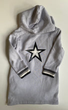 Load image into Gallery viewer, Chi Khi kids girls size 5-6 years grey hooded jumper tunic dress black star VGUC
