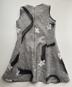 Mini Raxevsky kids girls size 6 years grey knit sleeveless dress flowers