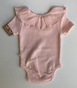 Sportscraft baby girl size 0-3 months pink ribbed collared bodysuit, BNWT