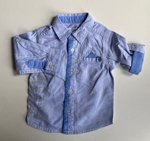 Absorba baby boy size 3-6 months blue button up collared shirt, VGUC