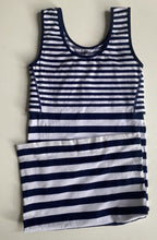 Load image into Gallery viewer, Ripe Maternity women&#39;s size S navy blue white stripe stretch tank dress, EUC
