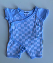 Load image into Gallery viewer, Korango baby unisex size premature blue white check romper one-piece, VGUC
