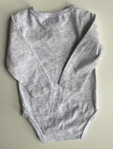 Sprout baby size 0-3 months grey long sleeve bodysuit top sun heart, VGUC