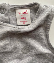 Load image into Gallery viewer, Seed baby girl size 3-6 months grey silver spotted sleeveless top, VGUC
