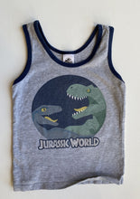 Load image into Gallery viewer, Jurassic World kids boys size 3-4 grey tank top dinosaurs, VGUC
