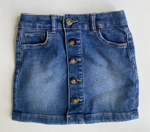 Load image into Gallery viewer, Target kids girls size 5 blue denim button up mini skirt, VGUC
